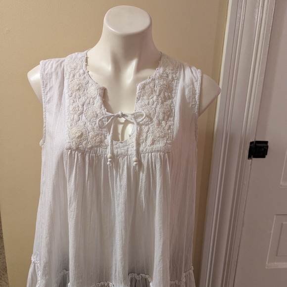 Rachel Zoe white tunic with ruffle and tassels size M - Picture 4 of 10